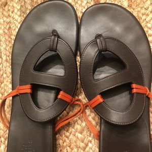 Brown/Orange Hermès Chaine d’ancre thong sandal